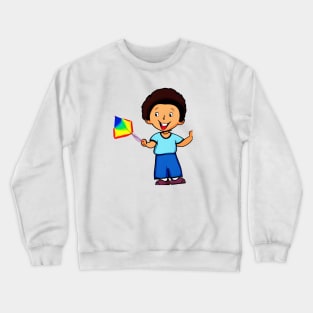 Little Boy Flying His Kite Crewneck Sweatshirt